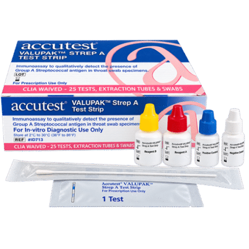 Accutest ValuPak Strep A Test Strip CLIA Waived 25 Tests ID713